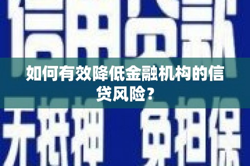 宣州如何有效降低金融机构的信贷风险？