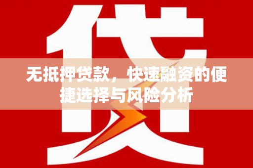 那玛夏无抵押贷款，快速融资的便捷选择与风险分析