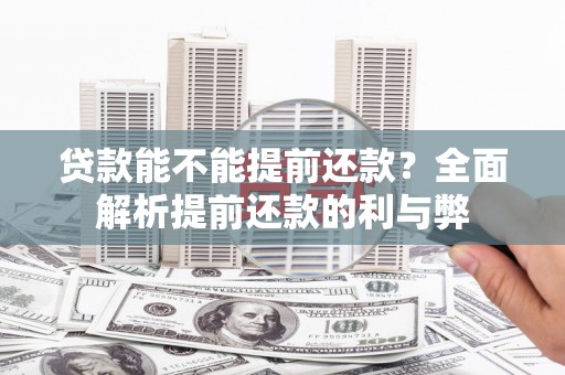 昭苏贷款能不能提前还款？全面解析提前还款的利与弊