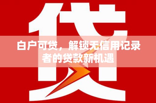鹿泉白户可贷，解锁无信用记录者的贷款新机遇