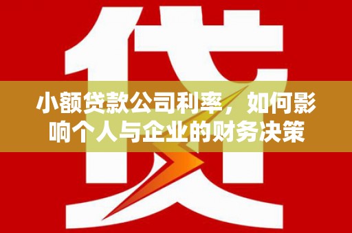 驿城小额贷款公司利率，如何影响个人与企业的财务决策
